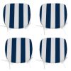 4 PCS Set Outdoor Chair Cushions Seat Cushions with Straps; Patio Chair Pads(Blue / White Color)