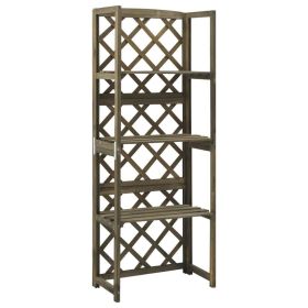 Trellis with Shelves Gray 21.7"x11.8"x55.1" Solid Fir Wood