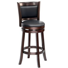 HOMCOM Classic Bar Stool Swivel Barstool with PU Leather Upholstered Mid-Back and Footrest, 30.25 Inch Seat Height, Black