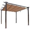 Outsunny 10' x 10' Outdoor Retractable Pergola Canopy, Aluminum Patio Pergola, Backyard Shade Shelter for Porch Party, Garden, Grill Gazebo - Brown