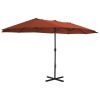 Outdoor Parasol with Aluminum Pole 181.1"x106.3" Terracotta
