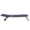 Outdoor 2-Pcs Set Chaise Lounge Chairs; Five-Position Adjustable Metal Recliner; Black