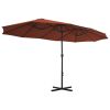 Outdoor Parasol with Aluminum Pole 181.1"x106.3" Terracotta