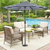 Black And White Umbrella Outdoor Patio Adjustable 9 Ft Patio Umbrella With Tilt Beach Garden