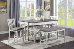 1-Pc Relaxed Vintage Counter Height Bench with Upholstered Seat Dining Bedroom Wooden Furniture Chalk Gray Finish