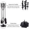 5 Pcs Iron Fireplace Tools Set,7.28L x 7.28 Wx 31.9H in,Black
