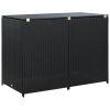 Double Wheelie Bin Shed Poly Rattan Black 58.3"x31.5"x43.7"