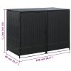 Double Wheelie Bin Shed Poly Rattan Black 58.3"x31.5"x43.7"