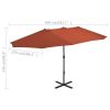 Outdoor Parasol with Aluminum Pole 181.1"x106.3" Terracotta