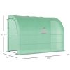 Outsunny 10' x 5' x 7' Lean to Greenhouse, Walk-In Green House, Plant Nursery with 2 Roll-up Doors and Windows, PE Cover and 3 Wire Shelves, Green