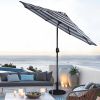 Black And White Umbrella Outdoor Patio Adjustable 9 Ft Patio Umbrella With Tilt Beach Garden