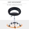 HOMCOM Crescent Rolling Salon Stool with Adjustable Height, Breathable Open Back, Foam Cushion Seat, and 5 Caster Wheels, Black