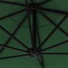 Wall-mounted Parasol with LEDs and Metal Pole 118.1" Green