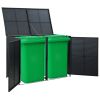 Double Wheelie Bin Shed Poly Rattan Black 58.3"x31.5"x43.7"