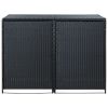Double Wheelie Bin Shed Poly Rattan Black 58.3"x31.5"x43.7"
