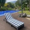 Outdoor Chaise Lounge Cushion Replacement Patio Seat Cushion ; Blue White Stripe