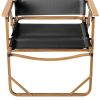 54.5*58*73.5cm Large Aluminum Frame 600D Khaki Oxford Fabric Loading 100kg Imitation Wood Grain Spray Paint Camping Chair Black