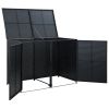 Double Wheelie Bin Shed Poly Rattan Black 58.3"x31.5"x43.7"
