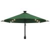 Wall-mounted Parasol with LEDs and Metal Pole 118.1" Green