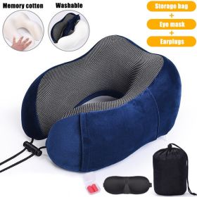 U Shaped Memory Foam Neck Pillows Soft Slow Rebound Space Travel Pillow Massage Sleeping Airplane Pillow Neck Cervical Bedding (Color: Upgrade B Navy Blue)