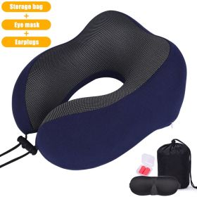 U Shaped Memory Foam Neck Pillows Soft Slow Rebound Space Travel Pillow Massage Sleeping Airplane Pillow Neck Cervical Bedding (Color: Upgrade A Navy Blue)
