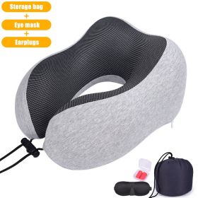 U Shaped Memory Foam Neck Pillows Soft Slow Rebound Space Travel Pillow Massage Sleeping Airplane Pillow Neck Cervical Bedding (Color: Upgrade A  Grey)
