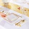 50pcs Gold/Silver Disposable Forks Plastic Tableware Dessert Knives Forks Spoon Cutlery Set Wedding Birthday Party Decor Supply